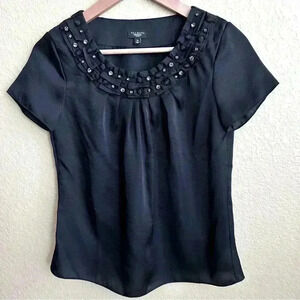 Talbots Embellished Short Sleeve Blouse